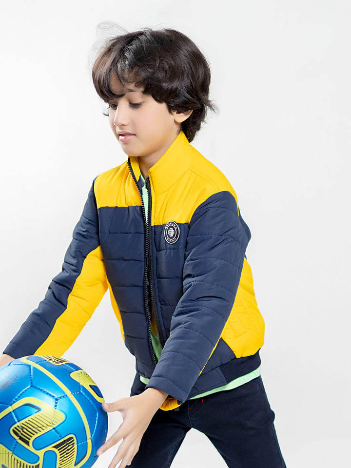 Yellow & Blue Puffer Casual Jacket Brumano Pakistan