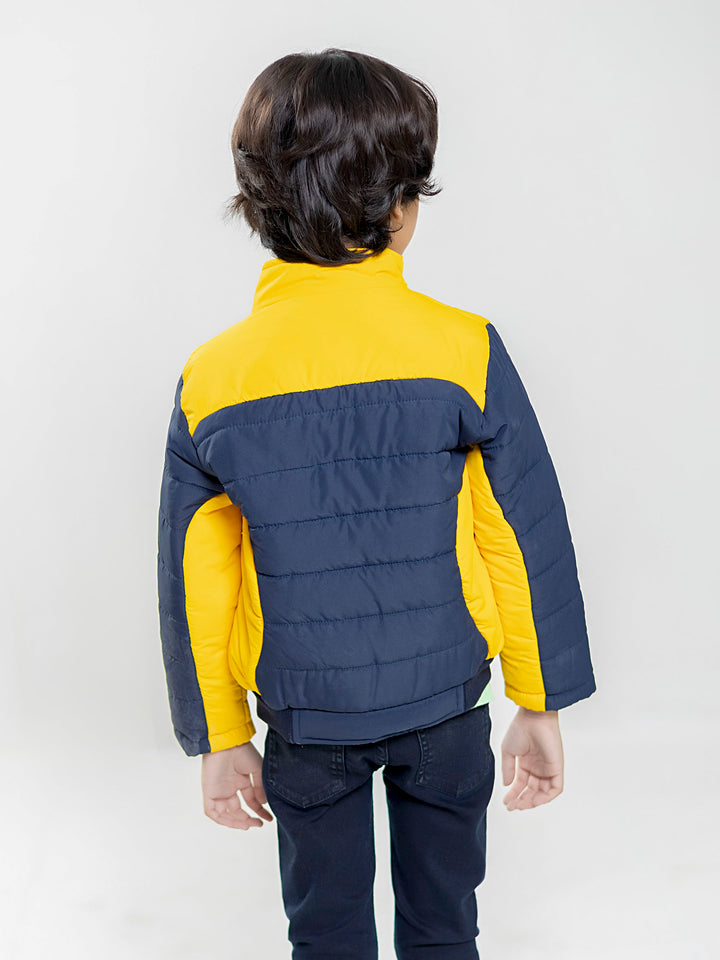 Yellow & Blue Puffer Casual Jacket Brumano Pakistan