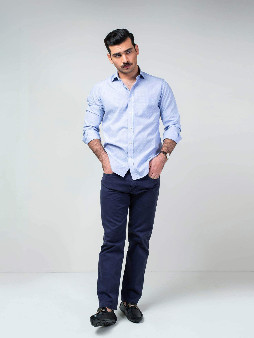 Blue Fine Striped Formal Shirt Brumano Pakistan