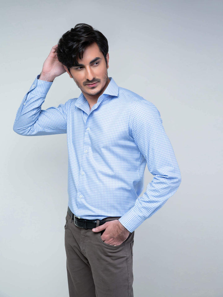 Blue Houndstooth Structured Shirt Brumano Pakistan
