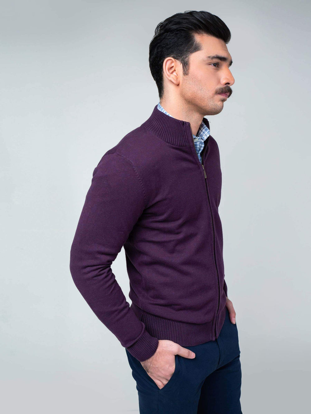 Purple full sleeve zipper