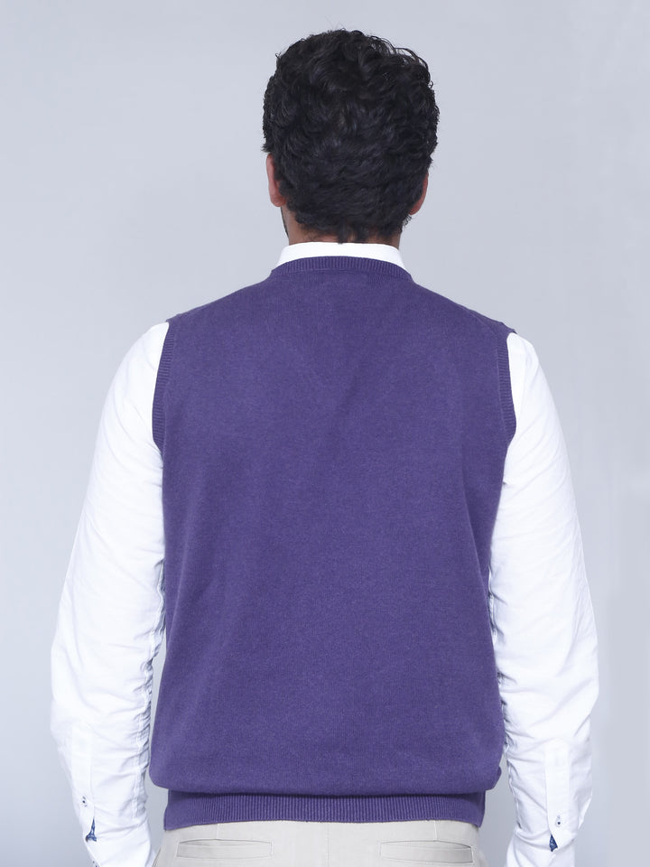 Purple Sleeveless V-Neck sweater