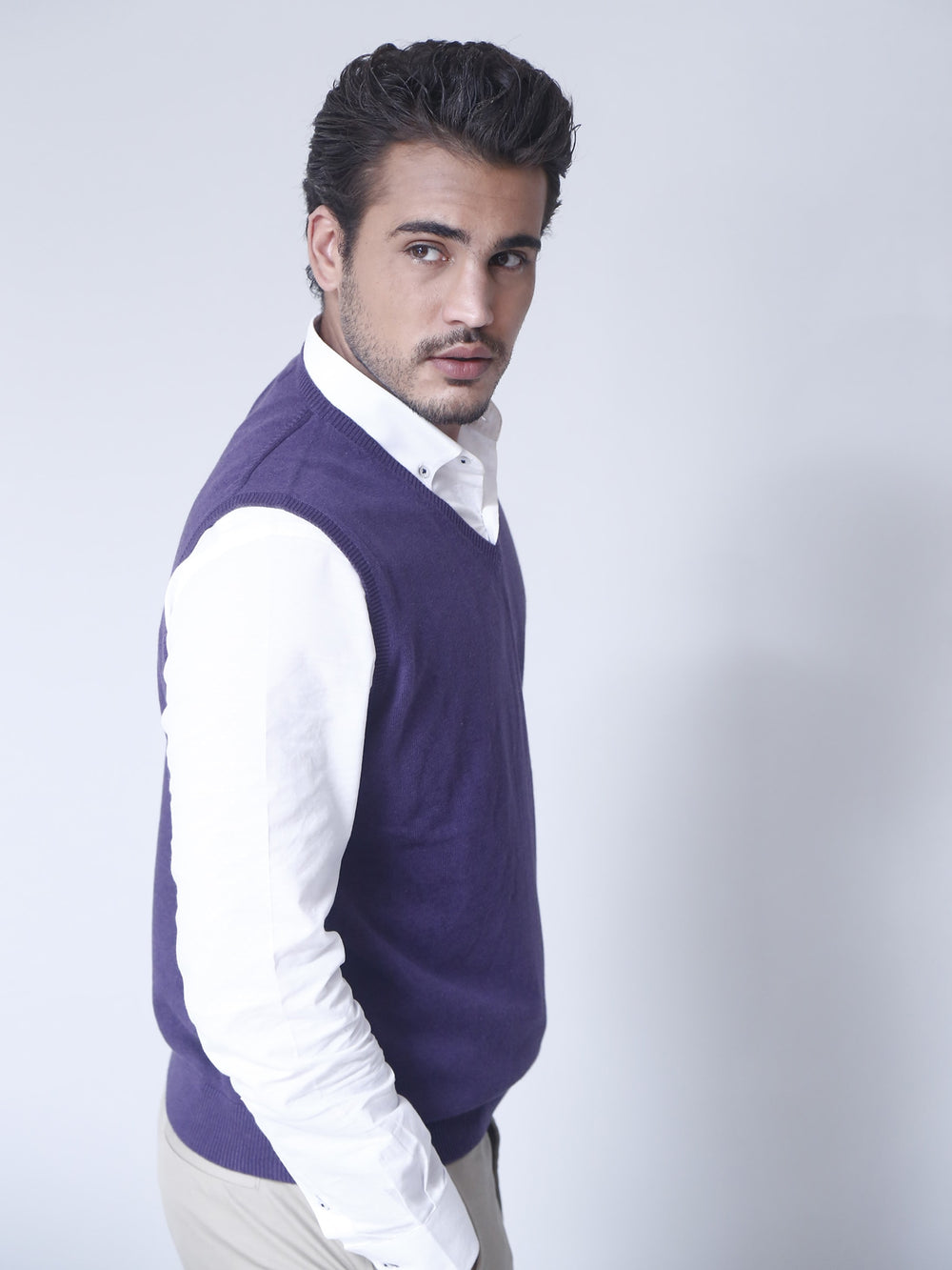 Purple Sleeveless V-Neck sweater