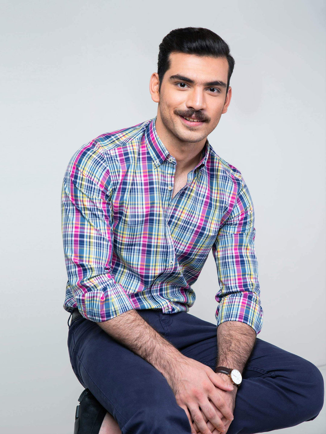 Yellow & Pink Check Shirt